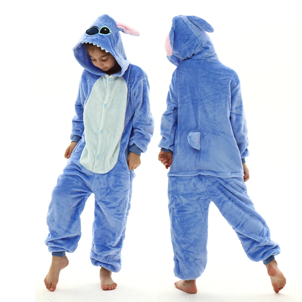MINISO children unicorn pajamas kids stitch pijamas boys animal jumpsuits baby girls flannel kigurumi onesies for winter kids pajamas