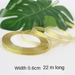 Gold and Silver Metallic Glitter Ribbon - 25 - Yard Roll for DIY Crafts, Sewing, and Gift Wrapping (6mm gold Glitter)