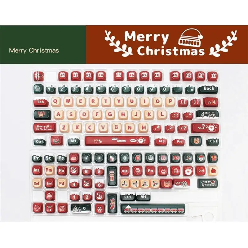 

130 клавиши MOA с профилем, клавиши с рождественской тематикой, клавиши PBT для MX Switch, механическая клавиатура для 61/63/68/87/96/98/104/108 клавиш