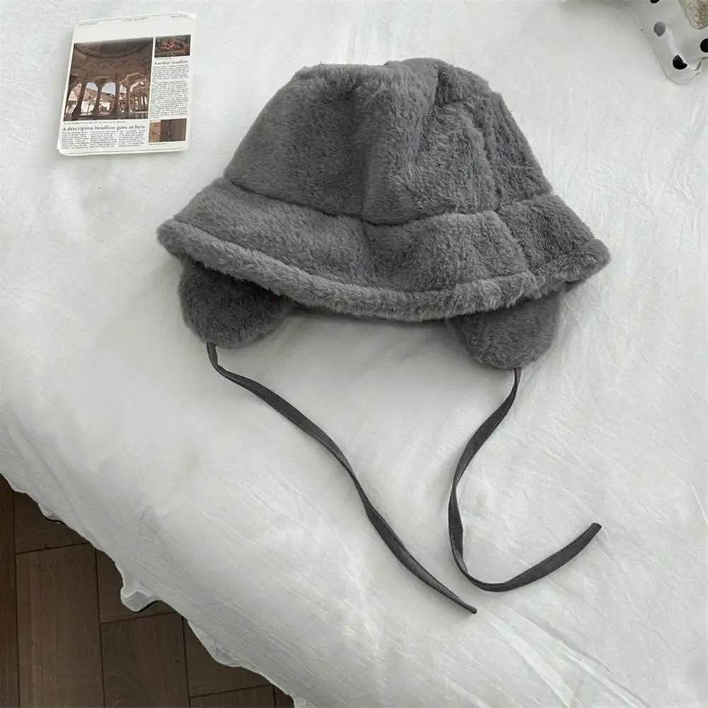 

Women Fisherman Hat Plush Winter Fisherman Hat with Earmuffs for Women Windproof Warm Basin Cap for Cycling Skiing Cozy