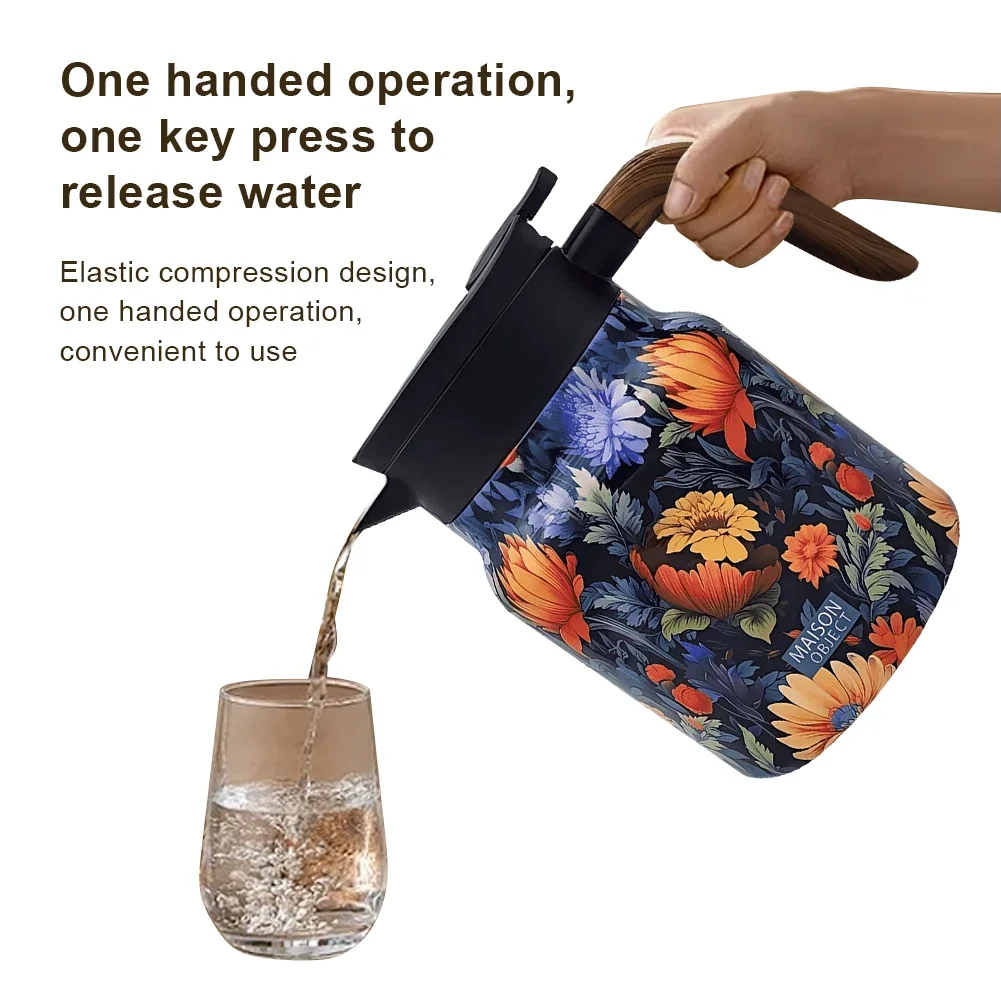 1000ml Floral Tea Kettle Stainless Steel Tea Pots nsulated Tea Pots Tea Infuser Kettle Water Bottle For Hot Drinks For Kitchen