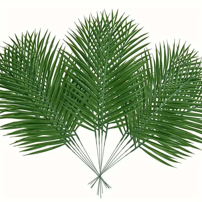 15Pcs Artificial Green Palm Leaves Wedding Fake Tropical Palm Leaves Outdoor Faux Fronds Home Decor Spring Summer Artificial Plants