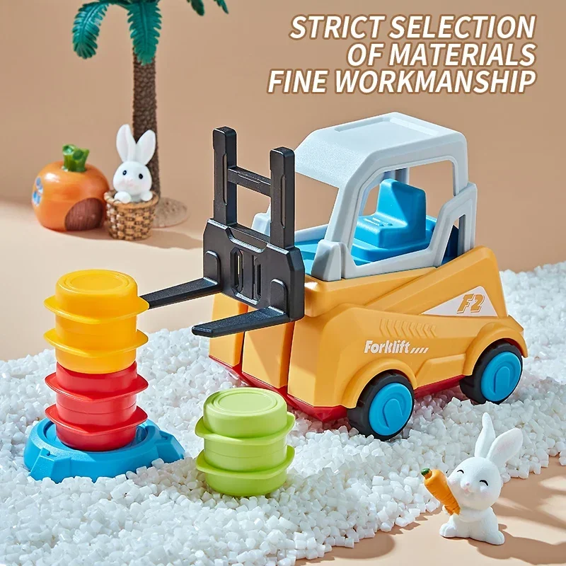 Plastic Kids Engineering Truck Forklift Stacking Game Toy