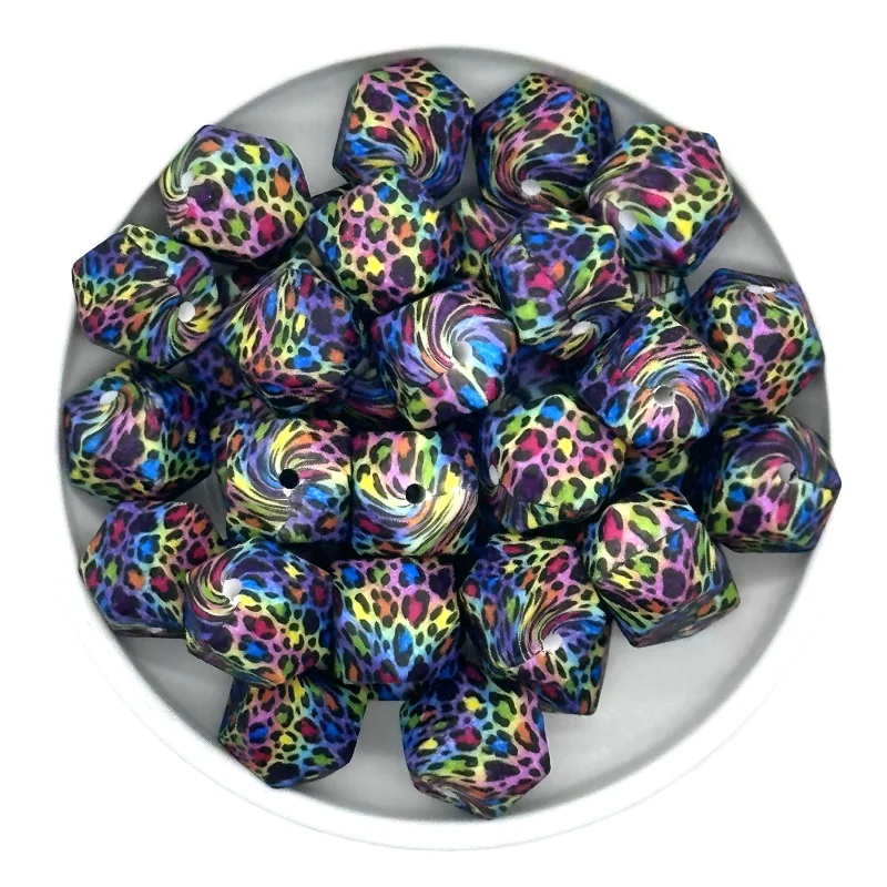 Colorful Hexagon Silicone Beads for DIY Crafts and Decorations (10/20pcs, 14mm)
