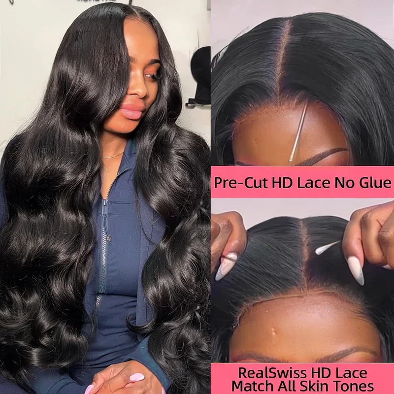 Black 13x6 Body Wave HD Lace Frontal Wigs 13x4 Water Wave Lace Frontal Wig 250 Density 100 Human Hair Wet And Wavy