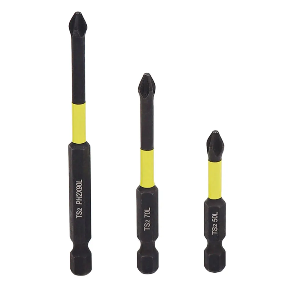 

3Pc Magnetic PH2 Screwdriver Bits 50/70/90mm Cross Non-Slip Batch Head Hex Shank Special For Electrician Repairing Hand Drill