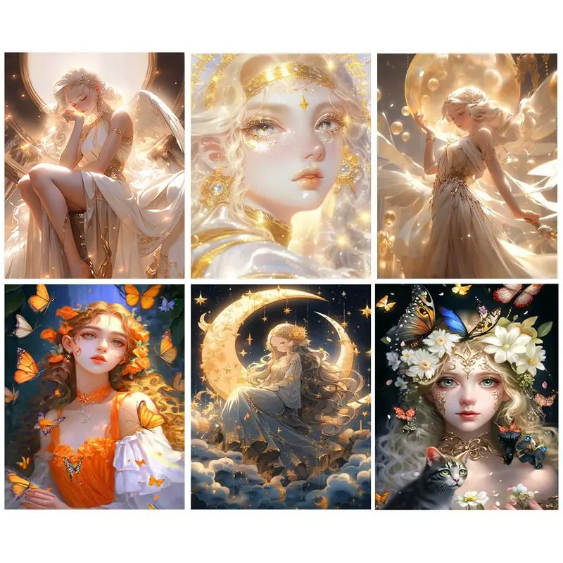 

GATYZTORY Oil Paint By Numbers Figure DIY Painting By Numbers On Canvas Anime Girl Kill Time Number Painting Home Decor