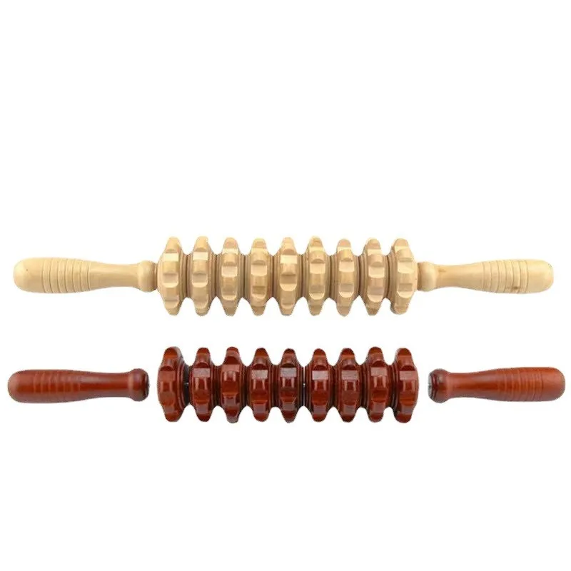 2Pcs Wooden Yoga Massage Roller Stick Waist Cervical Spine Back Shoulder Legs Meridian Fitness Massager Handheld Home |