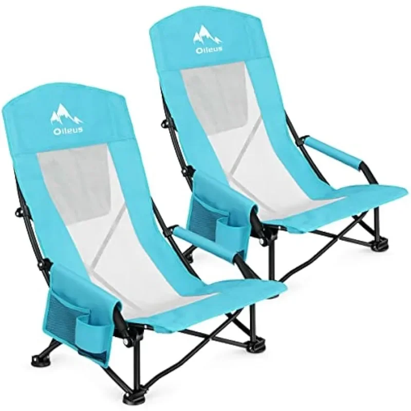 

Oileus Folding Portable Beach Chair, High Back Low Seat Lightweight Chairs for Beach Tent & Shelter & Camping
