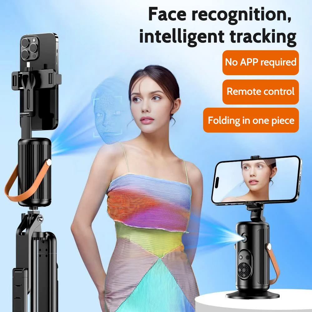 Selfieshow Gimbal 360 Rotation AI Automatic Tracking Shooting Stabilizer Detachable Phone Clip Mini Selfie Stick PhoneHolder