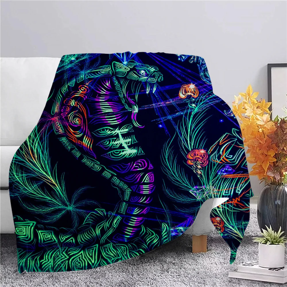 

Модные фланелевые одеяла CLOOCL с рисунком татуировки, Кобра, растение, цветы, 3D принт, плед, одеяло, сохраняющее тепло, фототкань 200x150 см