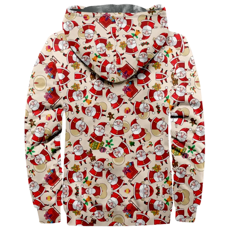 Christmas Creative Cotton Coat Hooded Sweater Casual Print Men's Fur Loop Arctic Velvet Zipper Patch Pocket Hooded Sweater a18