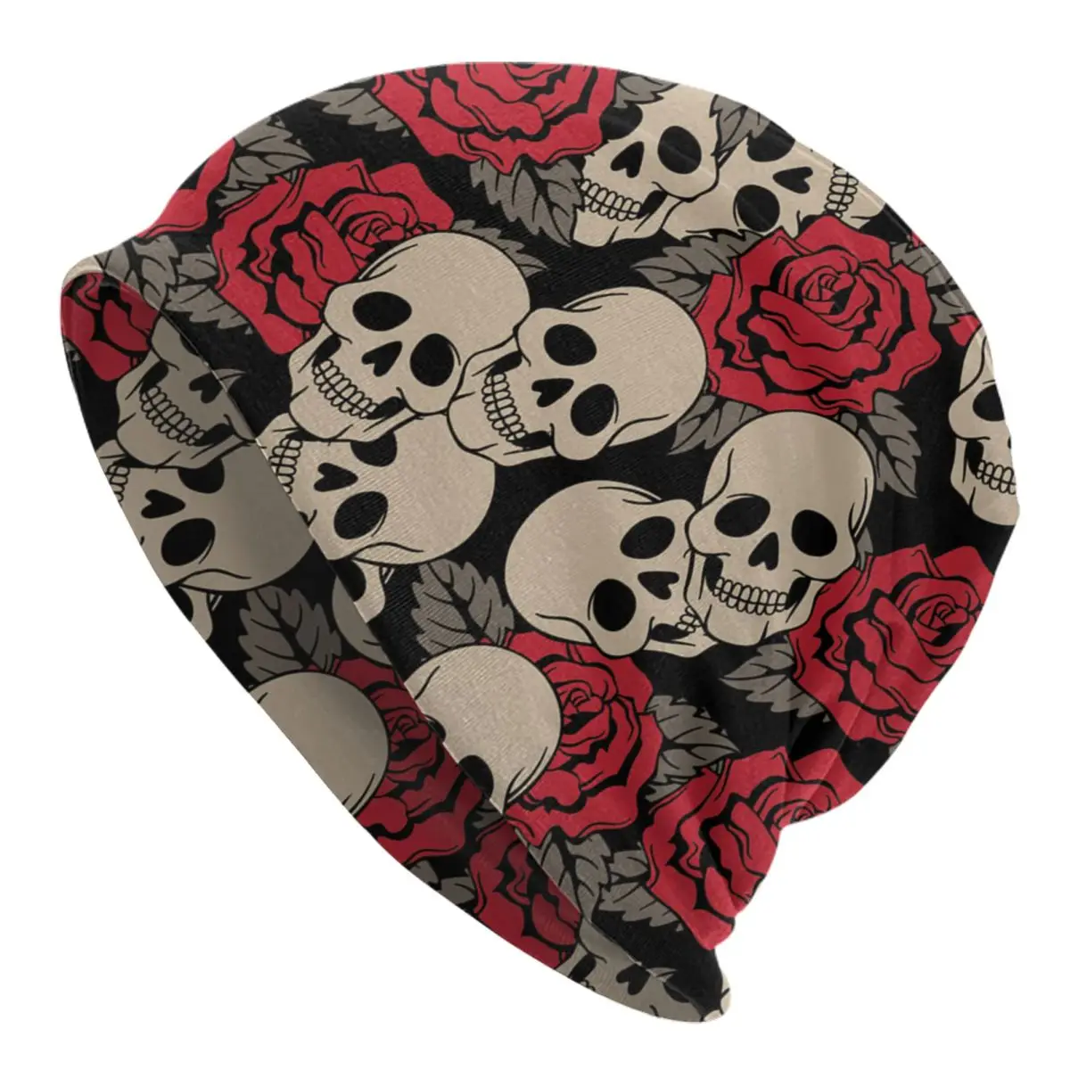 

Roses Flower Death Skull Pattern Beanie Cap Unisex Winter Warm Bonnet Knit Hat Hip Hop Gothic Skeleton Skullies Beanies Hats