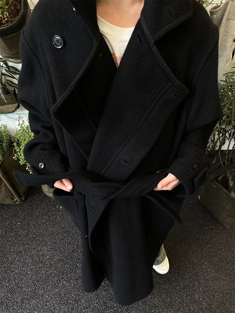 Mauroicardi Autumn Winter Oversized Long Thick Soft Warm Black Wool Blends Coat Men Luxury Designer Clothes Woolen Overcoat 2024 4