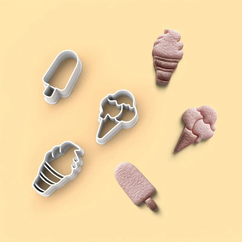 3Pcs 여름 아이스크림 폴리머 클레이 커터 세트, DIY 귀걸이 쥬얼리 만들기를 위한 아이스바 및 콘 모양 클레이 몰드