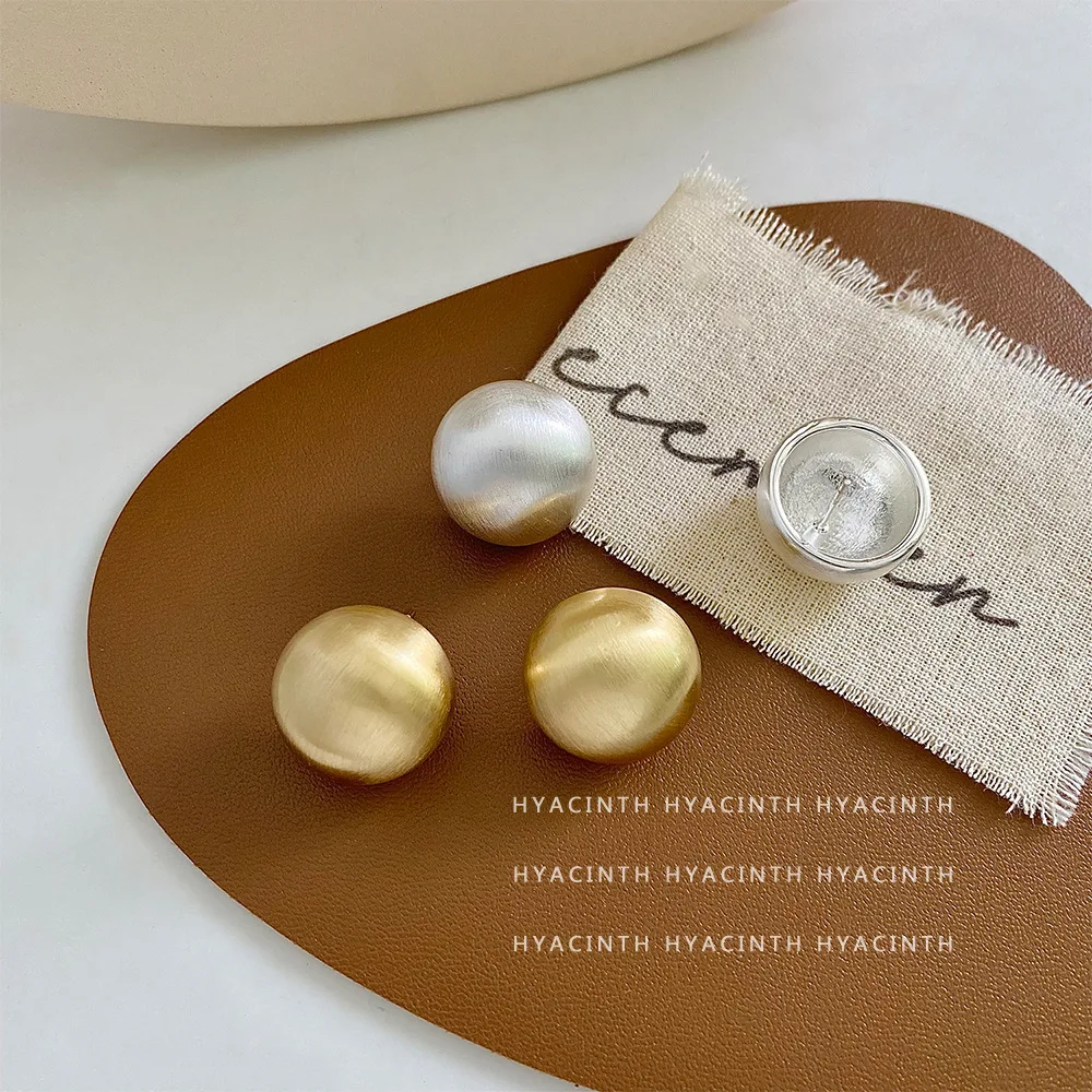 

High-Quality Copper Stud Earrings, Trendy Metallic Wire Brushed Matte Ball Earrings, Perfect for Daily Wear and Formal Occasions