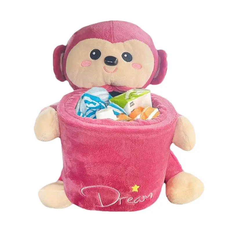 

Doll Car Tissue Holders Car Tissue Box Cute Monkey Short Plush Multifunction Auto Bracket Garbage Cans For Cars Suv Jeeps