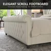 Queen Size Platform Bed Frame, Chenille Upholstered Sleigh Bed with Scroll Wingback Headboard  Footboard/Button Tufted,Bed Frame 4