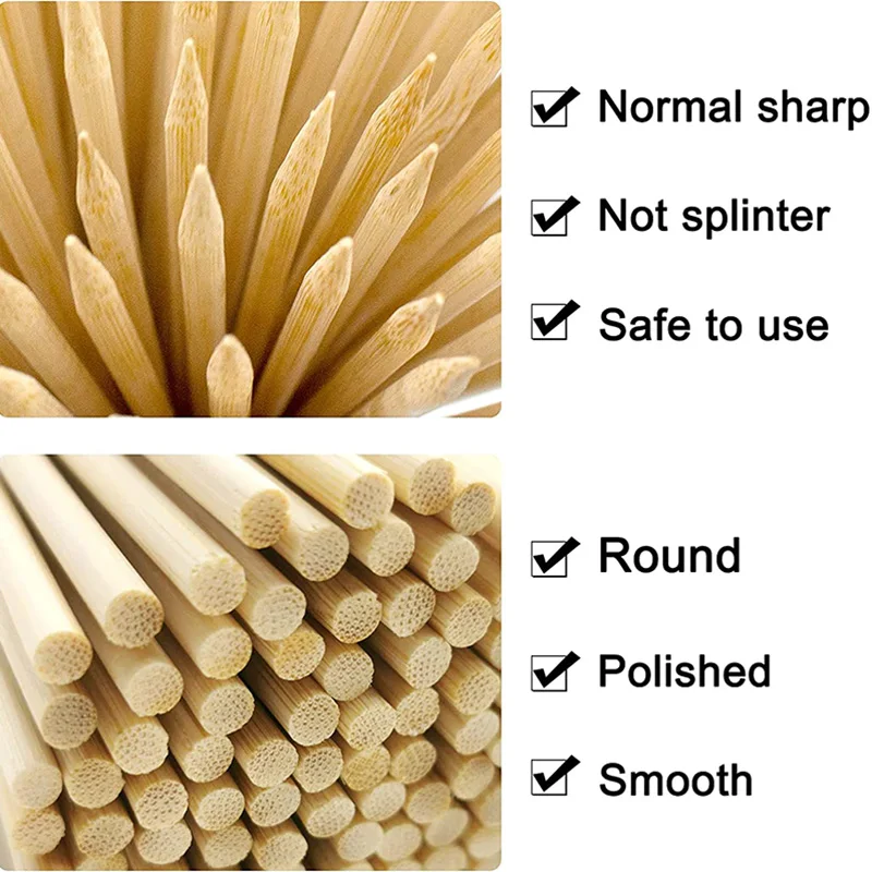 100Pcs 12-Inch Bamboo Skewers Wooden Sticks for BBQs, Appetizers, Corn Dog, Fruit, Cocktail-Kitchen & Grill Tools