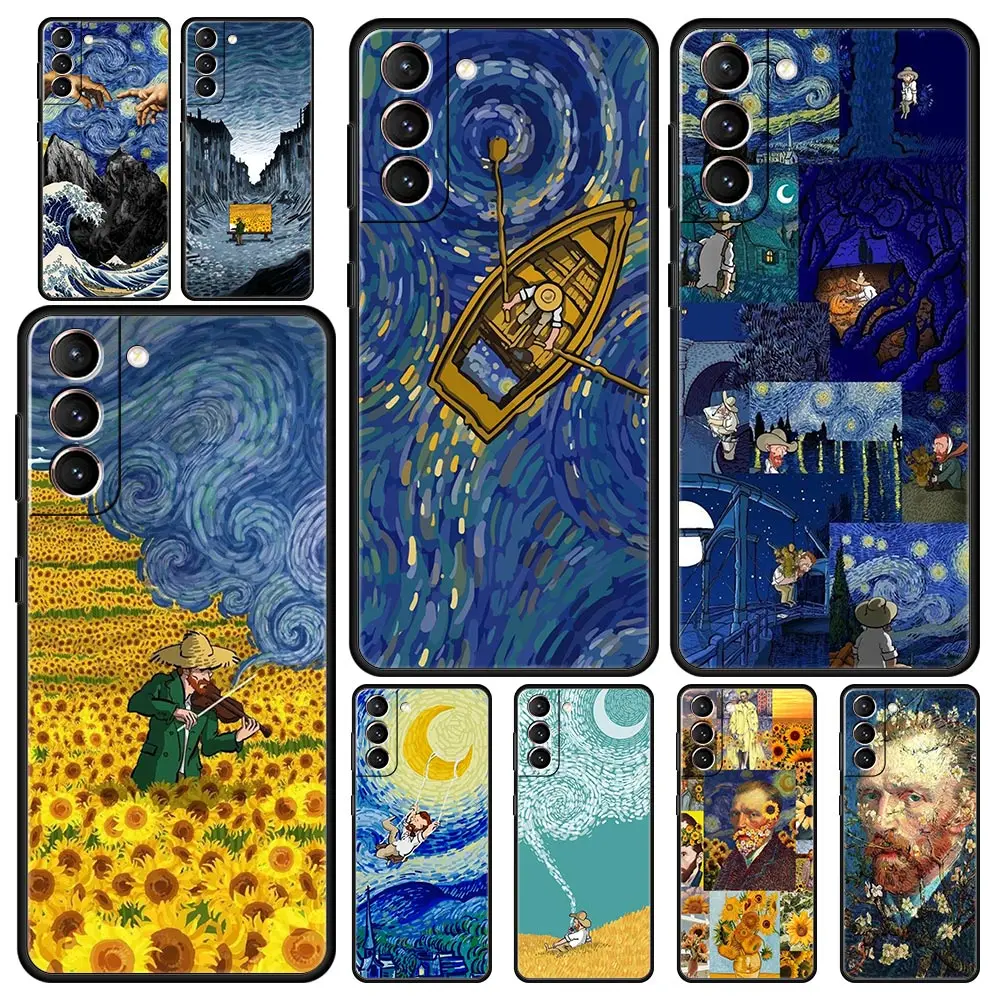 Van Gogh Starry Night Aesthetic Phone Case - Black Cover
