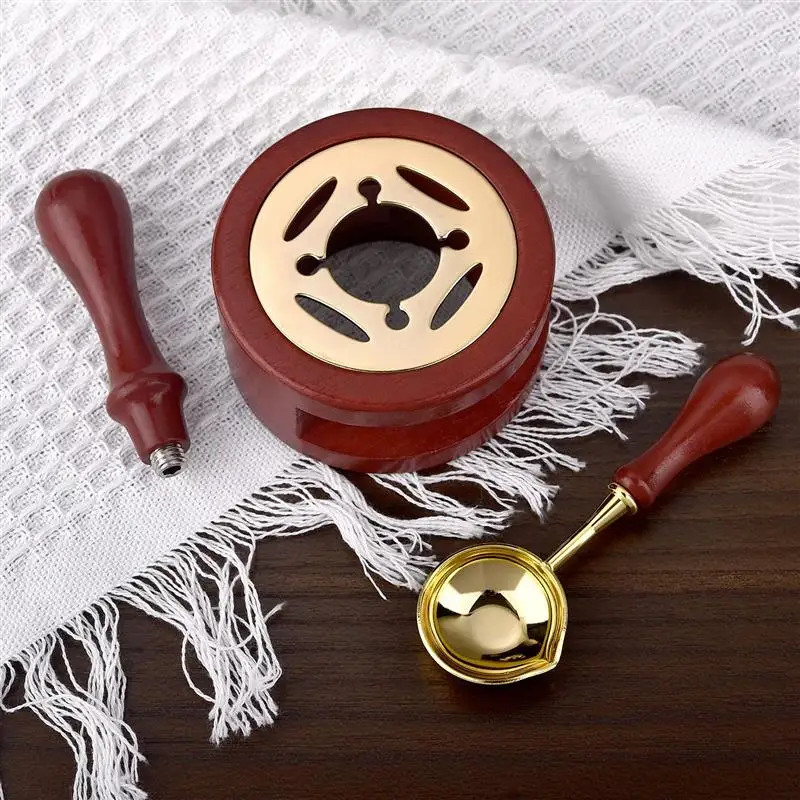 Deluxe Wax Seal Stamp Set with Wooden Furnace and Melting Pot