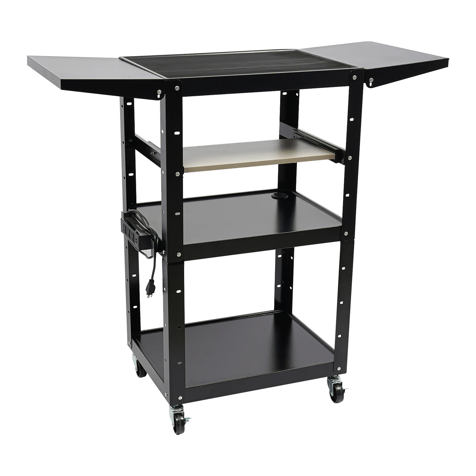 3 Tiers Computerized Mobile Cart Rolling Cart, Cart with Wheels, Heavy Duty Rolling Work Station 6