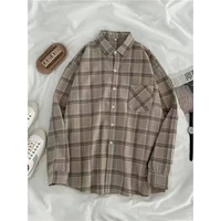 MEXZT Vintage Oversized Plaid Shirts Women Streetwear Long Sleeve Blouses Harajuku Korean Pocket Loose Casual All Match Tops New - Image 6