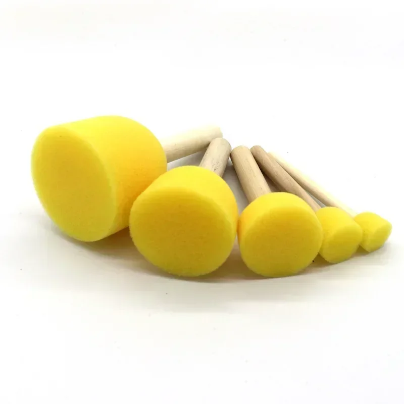 4/5pcs/set Sponge foam brush diy toy materials Sponge brush with wooden handle for children art painting 3