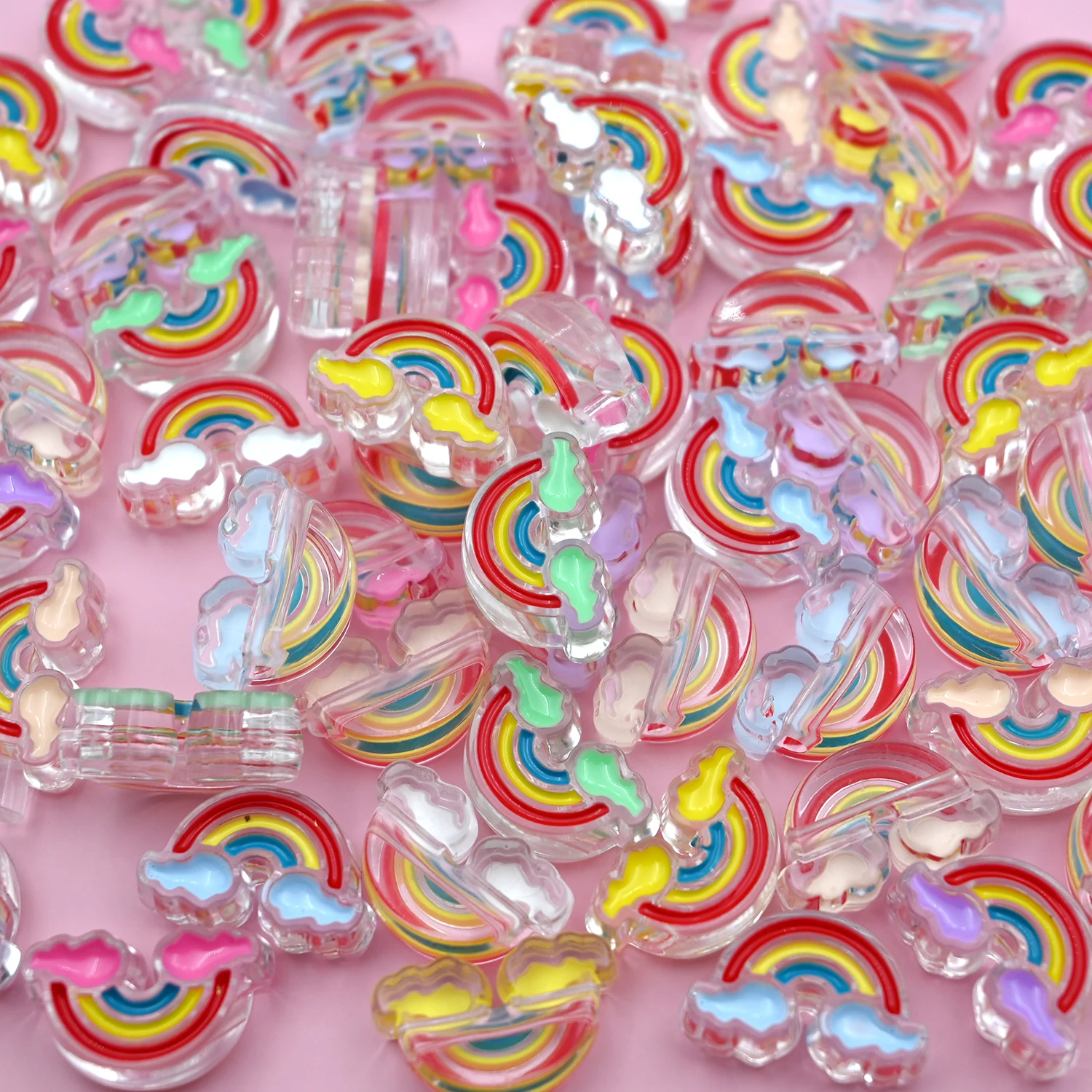 Rainbow Cloud Acrylic Beads for DIY Craft Accessories