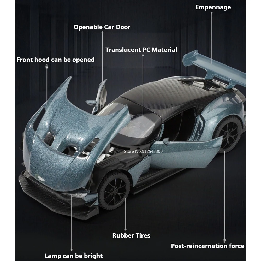 1:32 스케일 Vulcan DB12 자동차 모형 장난감, 문 열림, 후진 기능, 사운드 및 라이트, 합금 다이캐스트 자동차, 취미용 선물, 연인들을 위한 선물