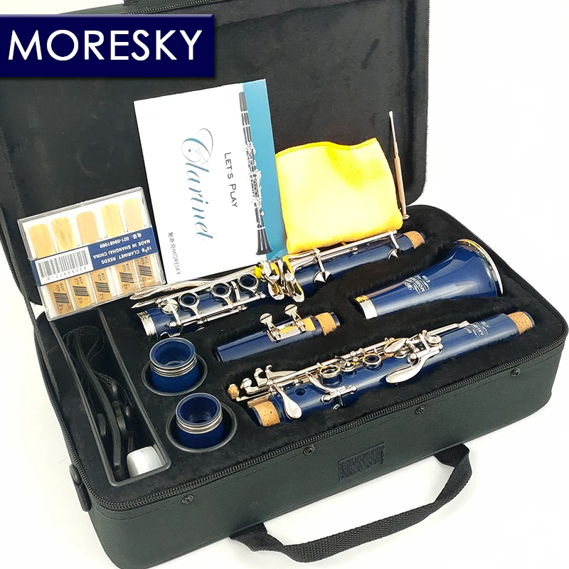 MORESKY-Bb Clarinet, Case, 17 Keys, Sib Klarnet, Navy Blue, E109