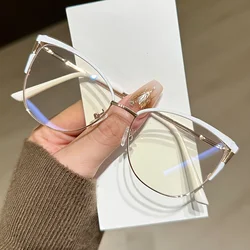 Blue Light Blocking Glasses - Large Oval Frame, Fashionable Black with Gray Shaded Arms (White)