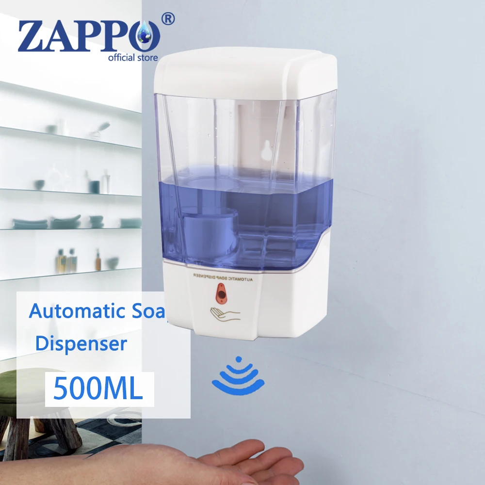 ZAPPO Code เครื่องจ่ายสบู่อัตโนมัติ Touchless เซนเซอร์ Hand Sanitizer แชมพูผงซักฟอกติดผนังสำหรับห้องน้ำ 1