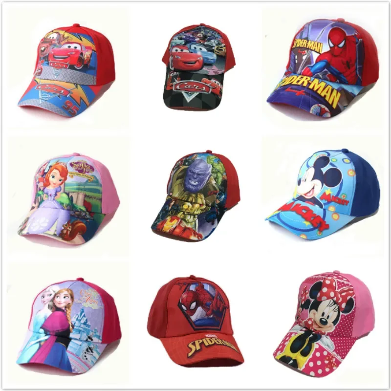 Spring Children's Baseball Cap Kids Sun Hat Spiderman Mickey Minnie Frozen Elsa Sophia Baby Boy Girl Hip Hop Cotton Snapback Cap