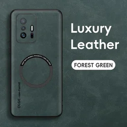 Magnetic Retro Leather Soft Wireless Charging Phone Case Cover for Xiaomi 11T (Green)
