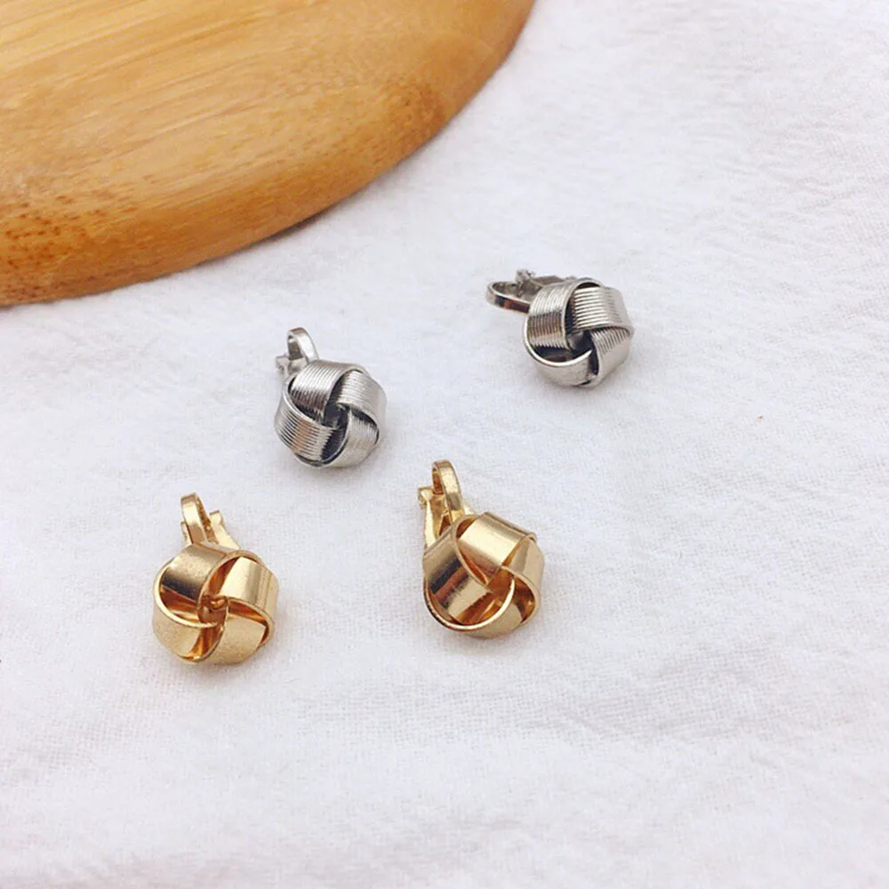 Clip Earrings New Simple Gold Color Geometric Clip On Earrings Non Pierced For Women Birthday Party Gift Metal Cuff Earings