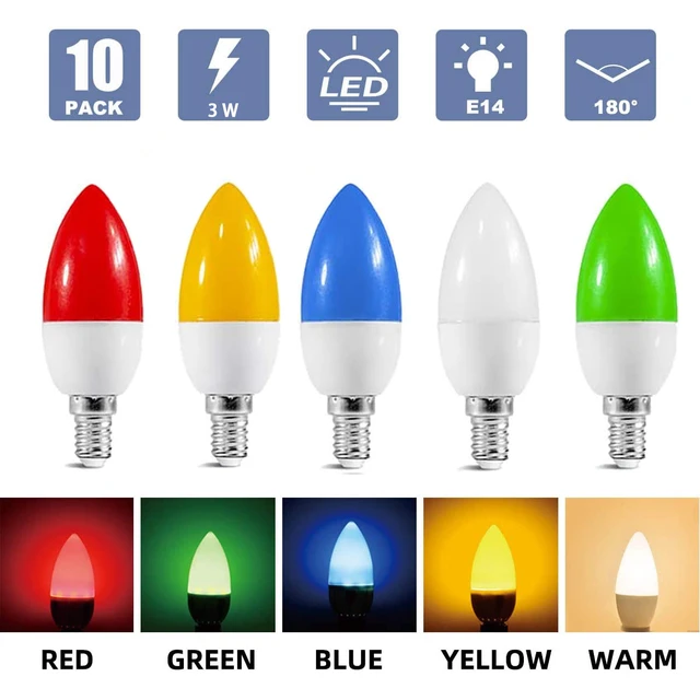 Ampoule Colorée E14 3W 220V SMD2835 Mini Ampoule LED Couleur Ampoule a Vis  LED pour Guirlande Exterieur, Décoration d'ambiance pour Mariage, Fête,  Bar, Maison