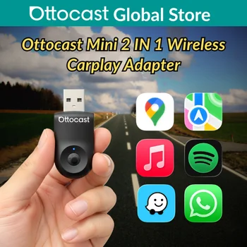 Ottocast MINI Adattatore Wireless Carplay Android Auto 5GHz WiFi Connessione rapida Dongle interruttore con un clic per auto Toyota Audi Benz