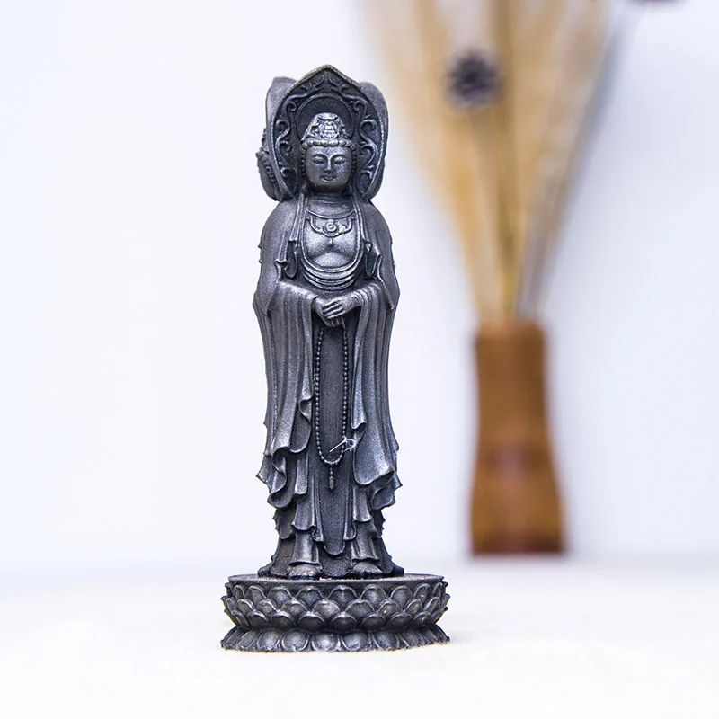 Creative Avalokitesvara Buddha statue Sculpture Home Decoration Simulation Resin Gift Office Wine Cabinet Study Living Room, 1Pc