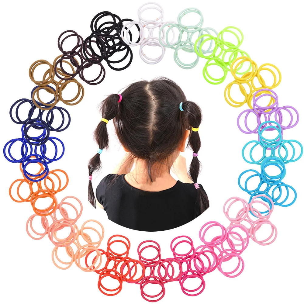 New Children's Rubber Band Solid Color Hair Ring Net Red Ins Simple and Fine Hair Rope Girls Hair Accessories