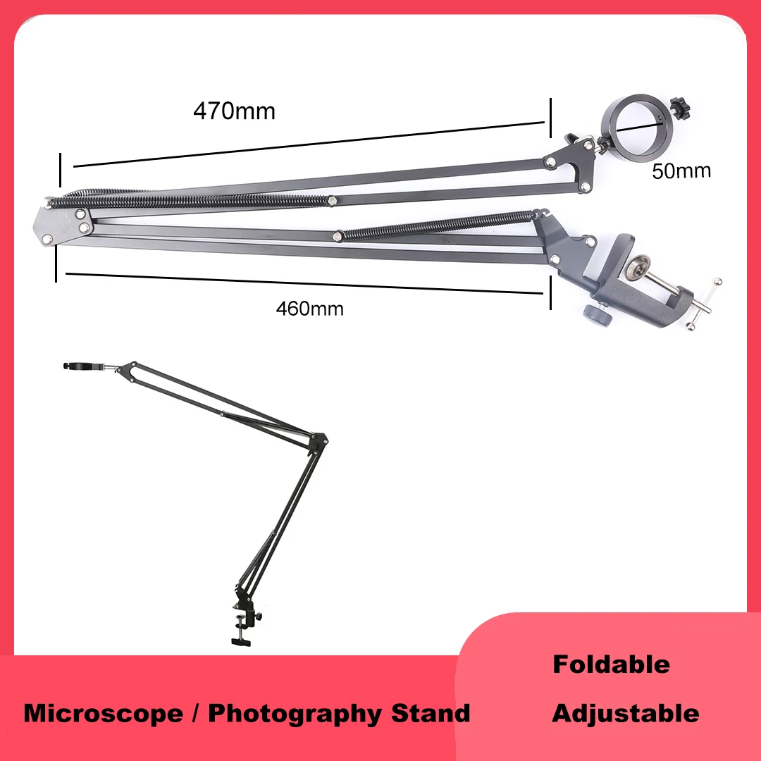 

50mm Ring Camera Tripod Table Stand Foldable Adjustable Photography Arm Stand For Digital Microscope Camera Scissor Arm Support