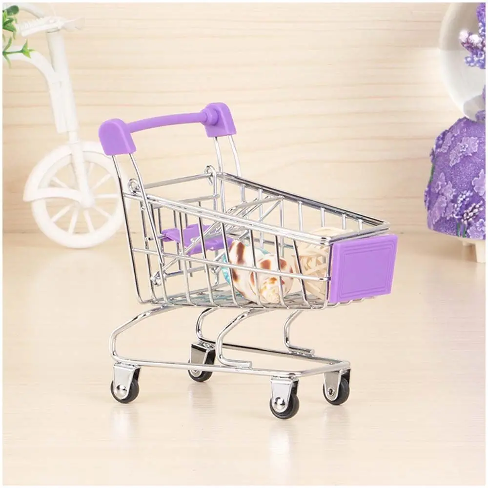 Mini Supermarket Shopping Trolley Cart Desktop Model Children's Toys Home Decoration Miniature Dollhouse Furniture Accessories 4