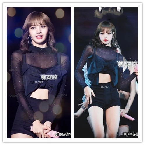 kpop-korean-celebrity-dance-show-same-black-long-sleeve-t-shirt-bow-knot-vest-tops-sexy-slim-high-waist-shorts-women-2-piece-set