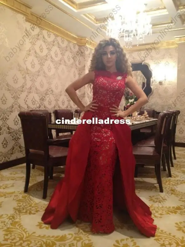 free shipping 2016 new fashion hot detachable skirt vestido de festa prom gown long red lace Formal evening elegant Dresses