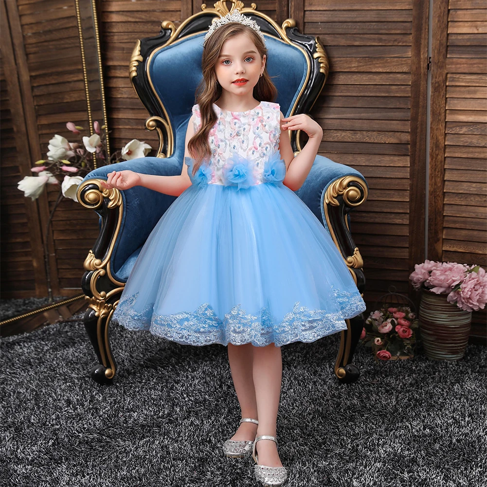 

Spring Flower Girls Princess Party Clothing Colorful Little Child Family Dinner Mini Tutu Dress 2 Year Baby prinzessinkleid