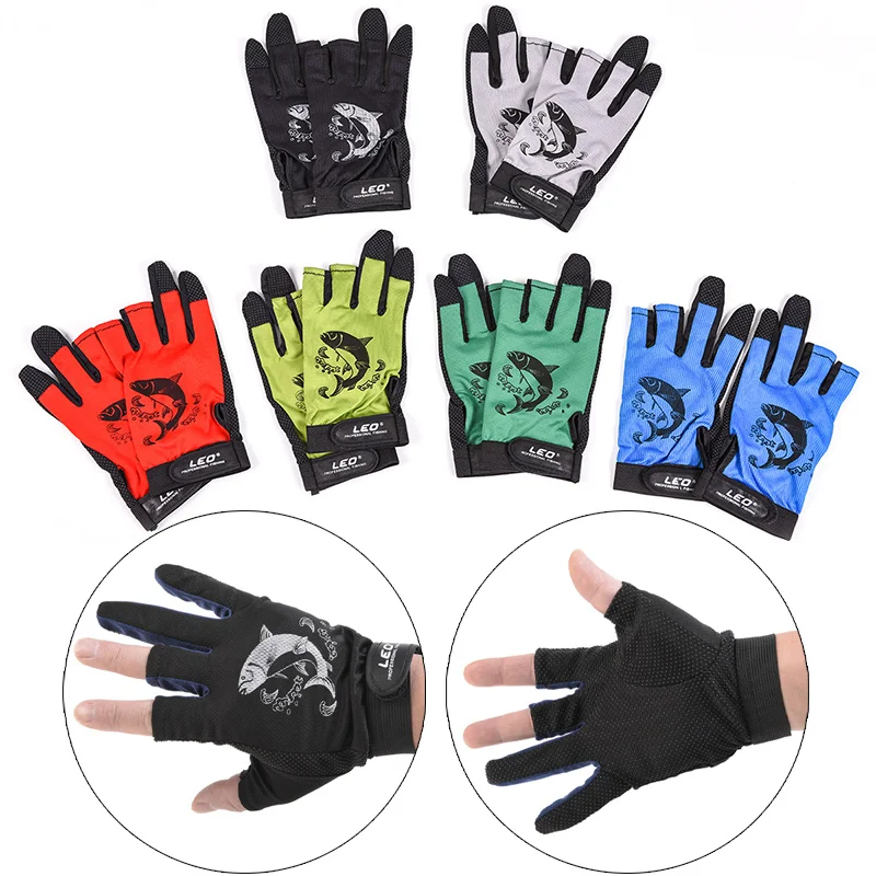 Fishing Gloves 1 Pair 3 Fingers Cut Non-slip Fingerless Breathable Quick-drying Outdoor Sports