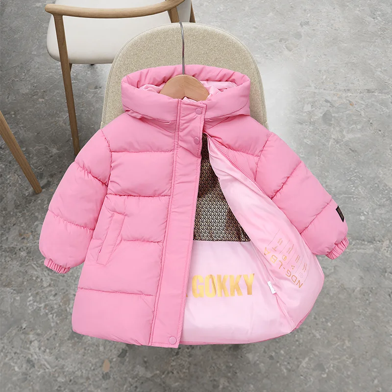 Winter children's medium long thick warm padded jacket Boys girls Medium children hooded padded jacket boy 2 to 10 Years old