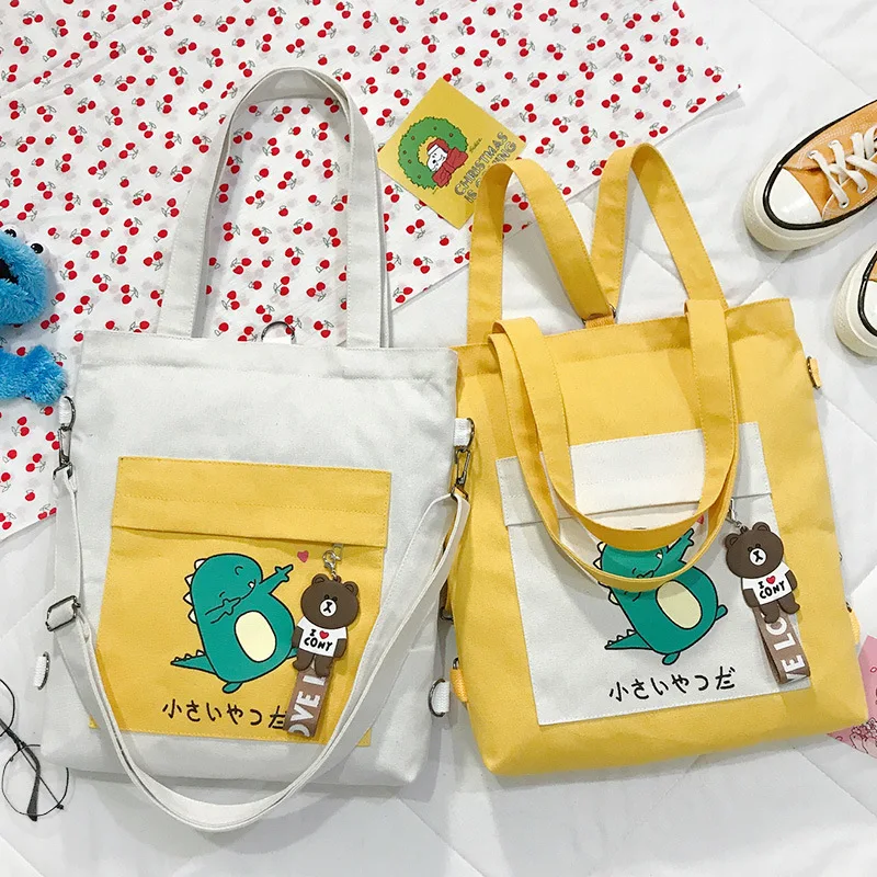 Custom  Multi-Purpose Korean Style Girl Backpack Large Capacity Artistic One-Shoulder Crossbody Bag Cute Canvas Bag One Piece Dr 28 sheets cute kawaii sticky notes artistic leaves memo pads post notepads school aesthetic 3d girl journaling office stationery