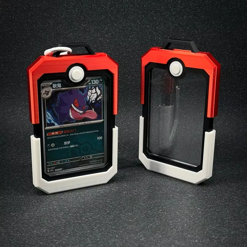 Pokeball Style TCG Card Display Case with Lanyard - Hard Protective Holder