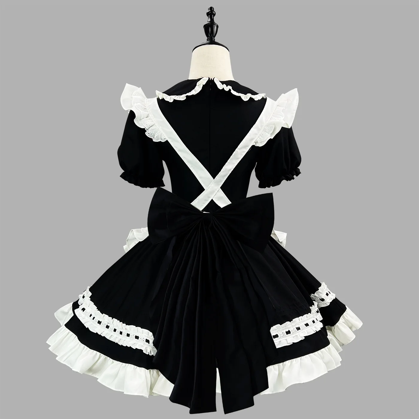 Cosplay Maid Kostüm Black Lolita mit Schürze Kurzarm Kleid Carnival Comic-Con 5